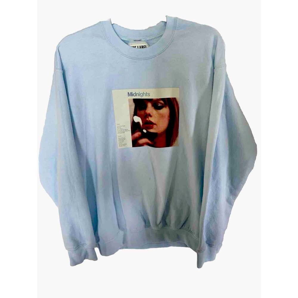 Taylor Swift Midnights Sweatshirt Eras Tour Size Medium Light Blue